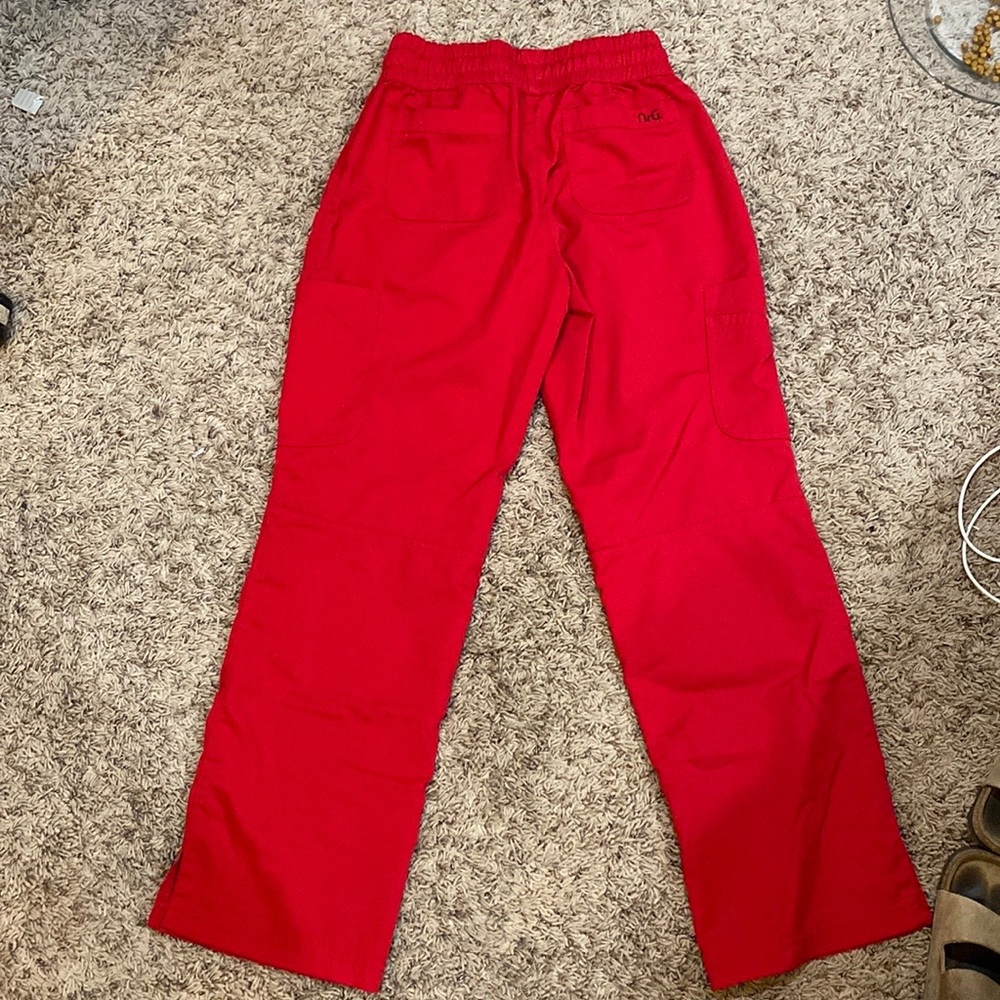 NRG by Barco cargo scrub pants red